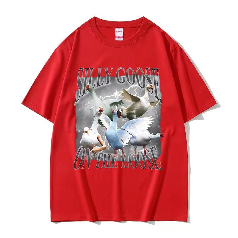 Silly Goose Goose on The Loose Funny Graphic T Shirt Unisex Women Fashion pure Cotton Short Sleeve Tshirt High Quality Tshirts