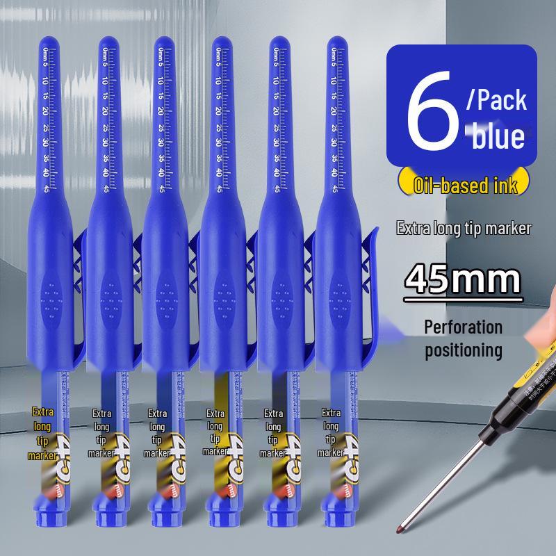 Extra-Long Tip White Oil-Based Marker: Durable, Non-Fading, Deep-Hole Pen for Construction.