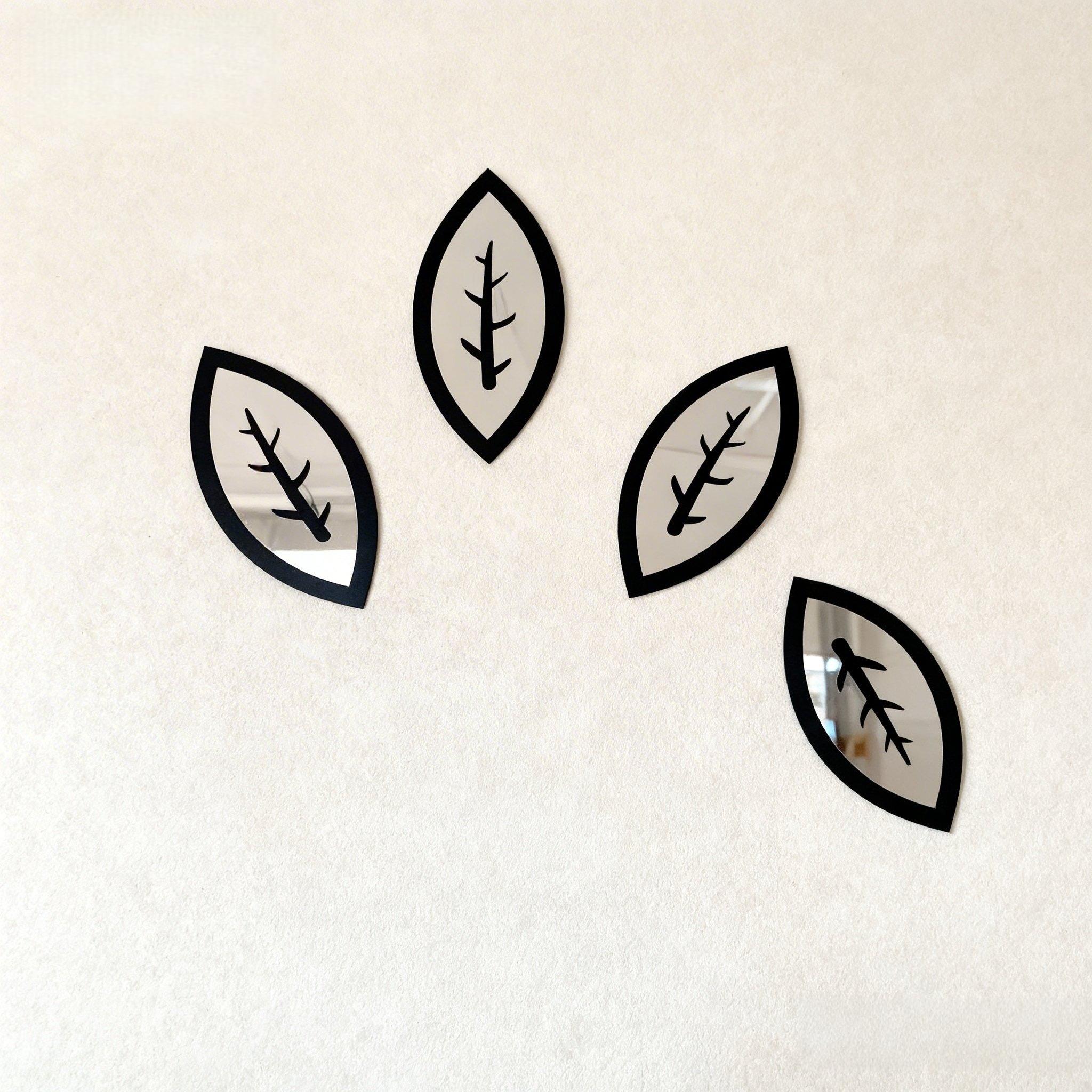 

4PCS leaf wall sticker mirror self-adhesive wall sticker easy to peel off and stick 4PCS чёрный