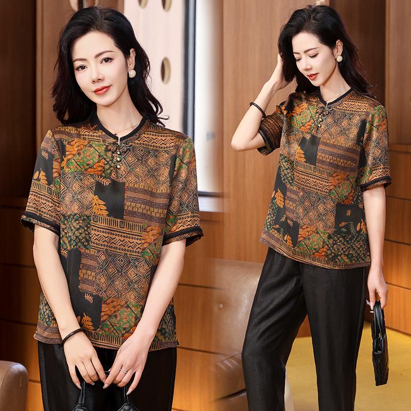 Large Size Pearl Satin Fragrant Cloud Yarn Shirt Women's Spring Dress Retro Color Loose and Thin Mulberry Silk Shirt