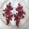 Pair of Floral Lace Applique Patches Embroidered Iron-On Decoration for Wedding Dress DIY Crafting - White