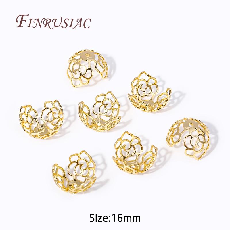 18K Gold Plated 12/16MM Large Beads Caps Filigree Bead Cap High Quality Jewelry Beads Cap DIY Handmade Jewelry Accessories