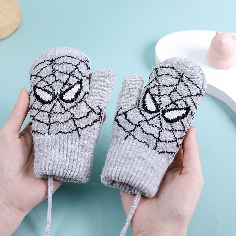 Winter Kinderhandschuhe Cartoon Spider-Man Nackenhandschuhe Warm und Verdickt Kälteschutzhandschuhe Wintergeschenke für Kinder