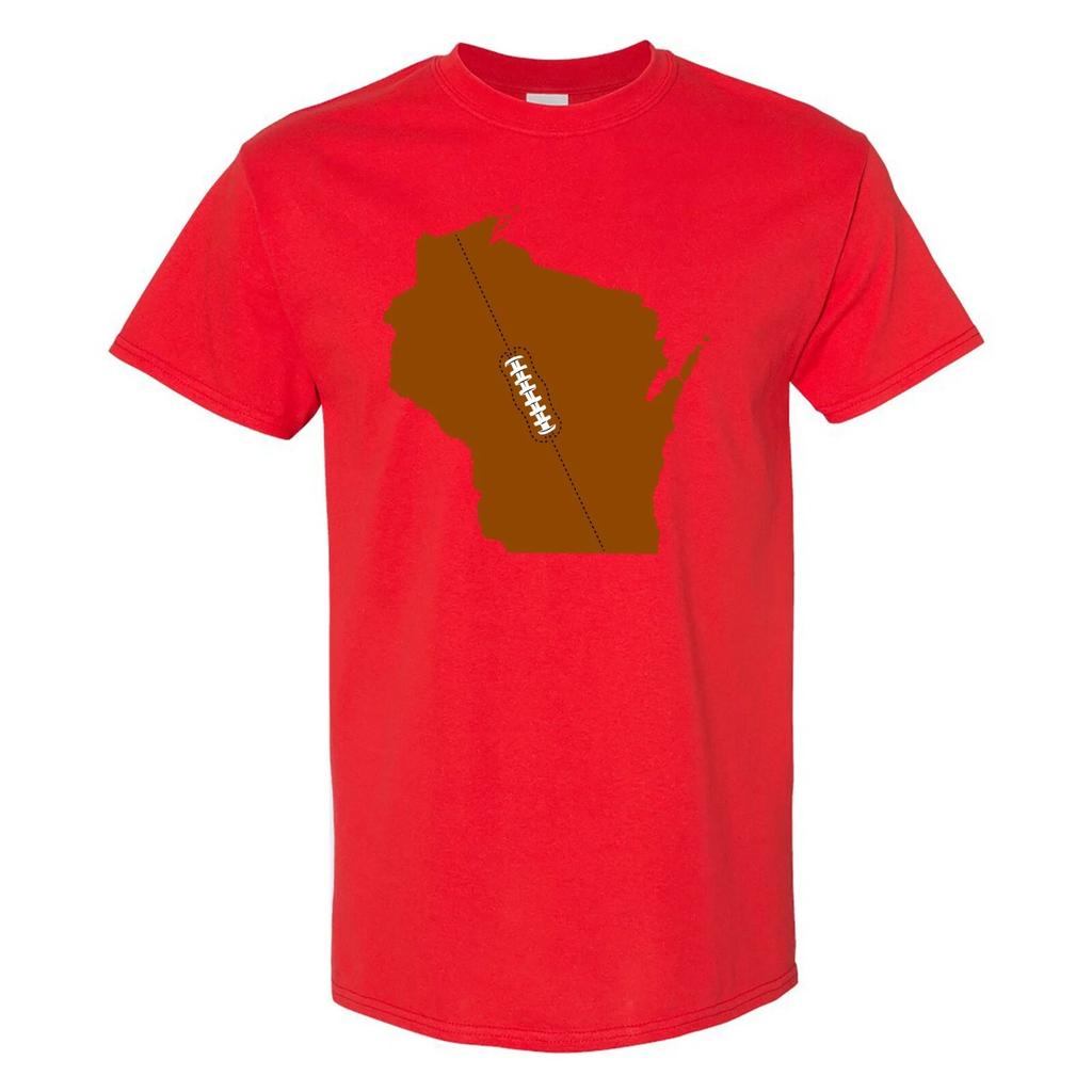 Wisconsin Football Staatsform - Heimatstolz T-Shirt - Rot