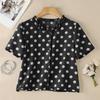ZANZEA Women Casual Round Neck Polka Dot Print Short Sleeve Blouse