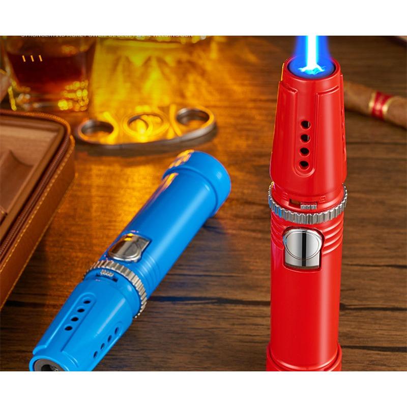 Novel Refillable Butane Turbo Gas Jet Flame Lighters Outdoor BBQ Gun Windproof Lighter Smoking Cigars for Men Kitchen Accessory