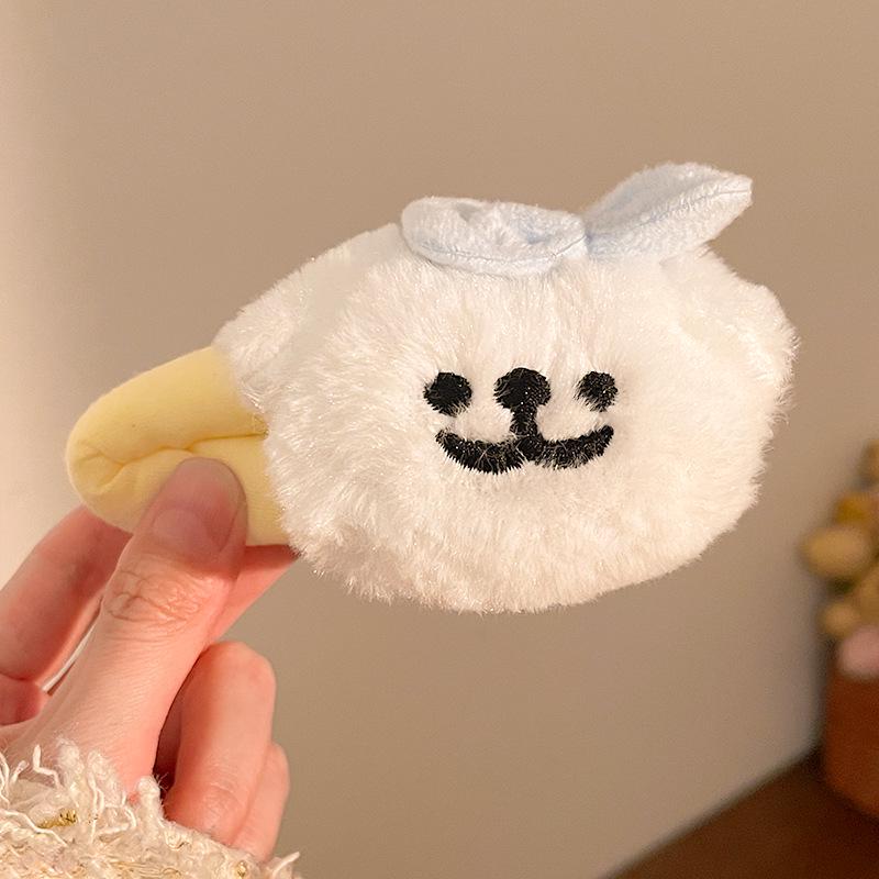 Cute Cartoon Plush Heart Hair Clip – Girly Side Bangs Bendy Accessory