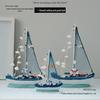Figurine din Lemn cu Vele în Stil Mediteranean - Ornamente Decorative Mici Artizanale