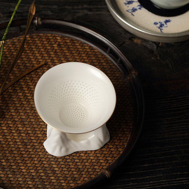 Chinese Kongfu Tea Ceremony Utensils, Mountain Peak Porcelain Ceramic Tea Strainer, Leak Filter Colander, Teaware Accessories