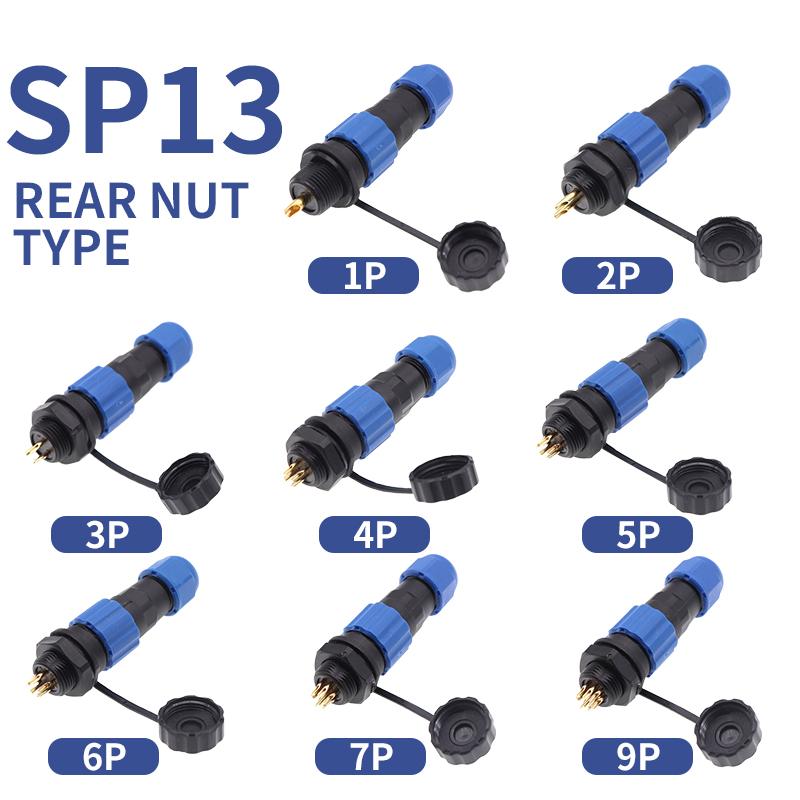 Waterproof Connector IP68 SP13 2/3/4/5/6/7/9PIN Male Plug & Female Socket Panel Mount Wire Cable Connector Aviation Plug