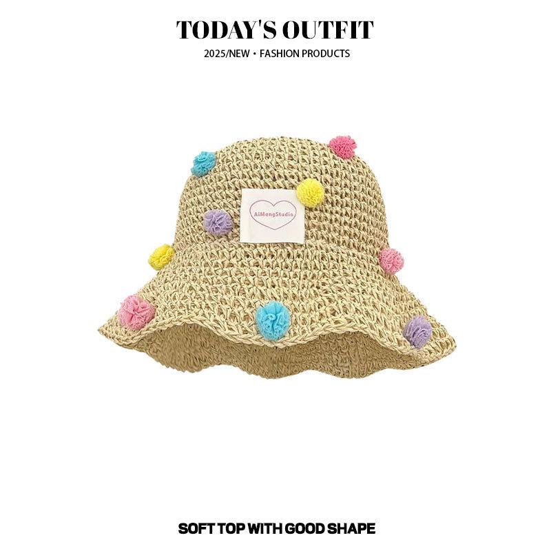 

Новая корейская шляпа-рыбацкая вязка с нашивкой Сахарные бобы и большим обхватом головы, подчеркивающая лицо, маленькая милая шляпа-ведерко