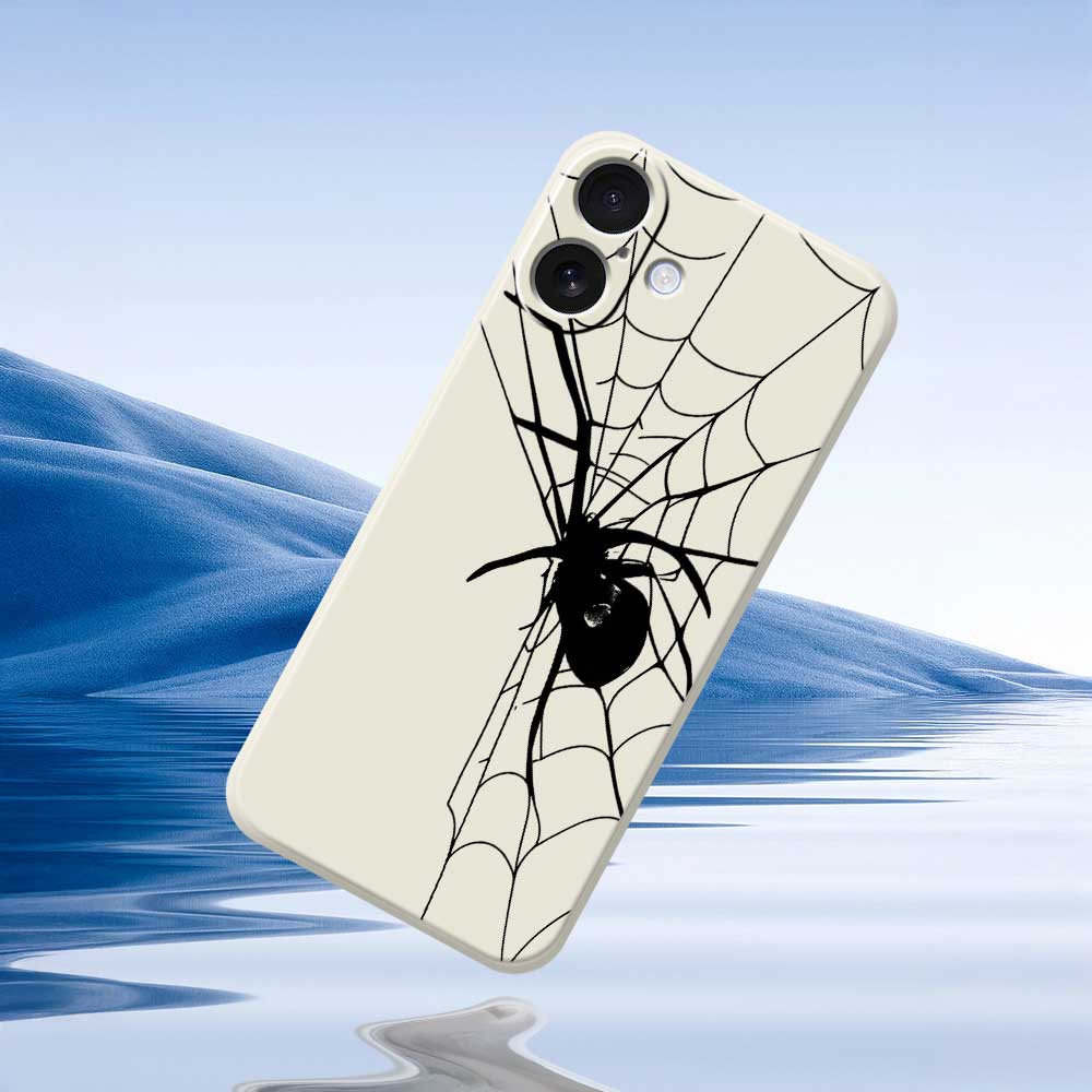 For iPhone 17 Case Spider Pattern Printing Straight Edge TPU Phone Back Cover