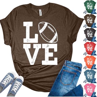 LOVEWomen's Casual Fashion Casual Short Sleeve Rugby Print Round Neck T-shirt Top