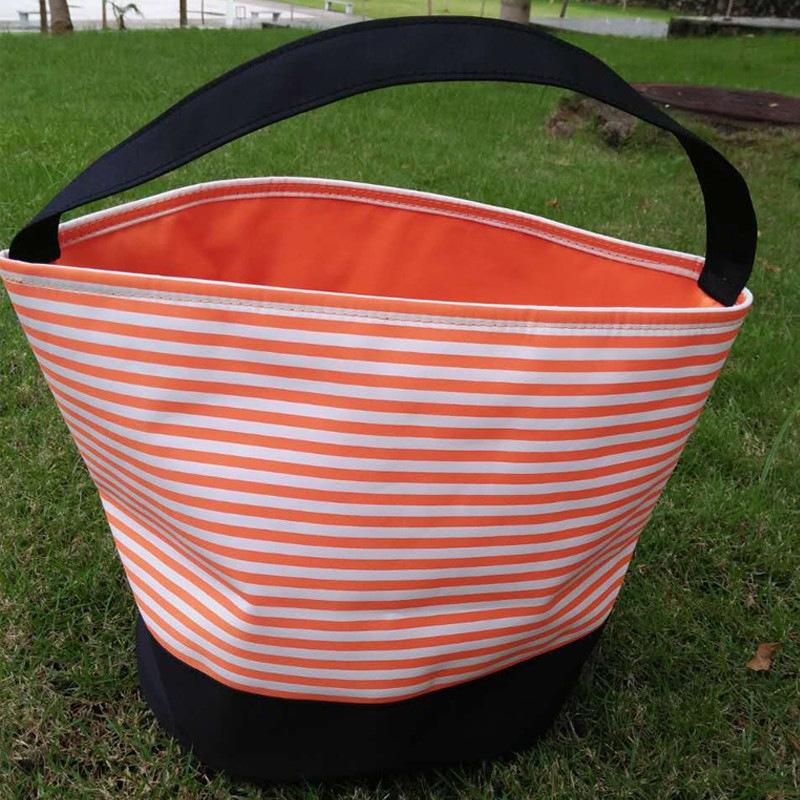 Halloween Portable Canvas Candy Bag Halloween Decoration Basket Kids Tote Bag Pumpkin Basket Halloween Decoration