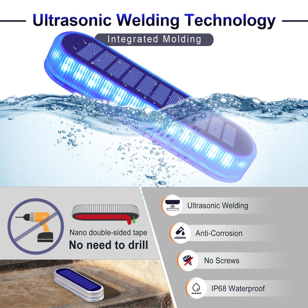 Promotion IP68 Waterproof Solar Step Lamp Blue Outdoor Path Stair Light for Garden Deck Fence Balcony for Underground Landscape
