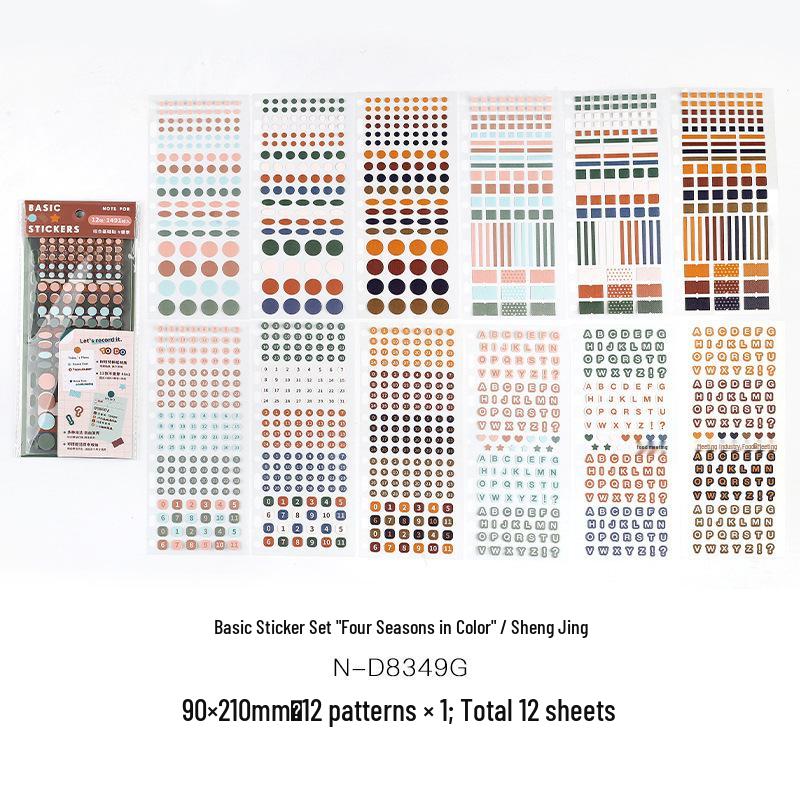 Four Seasons Korean Style Artistic Dot Marker Stickers Set for Journals