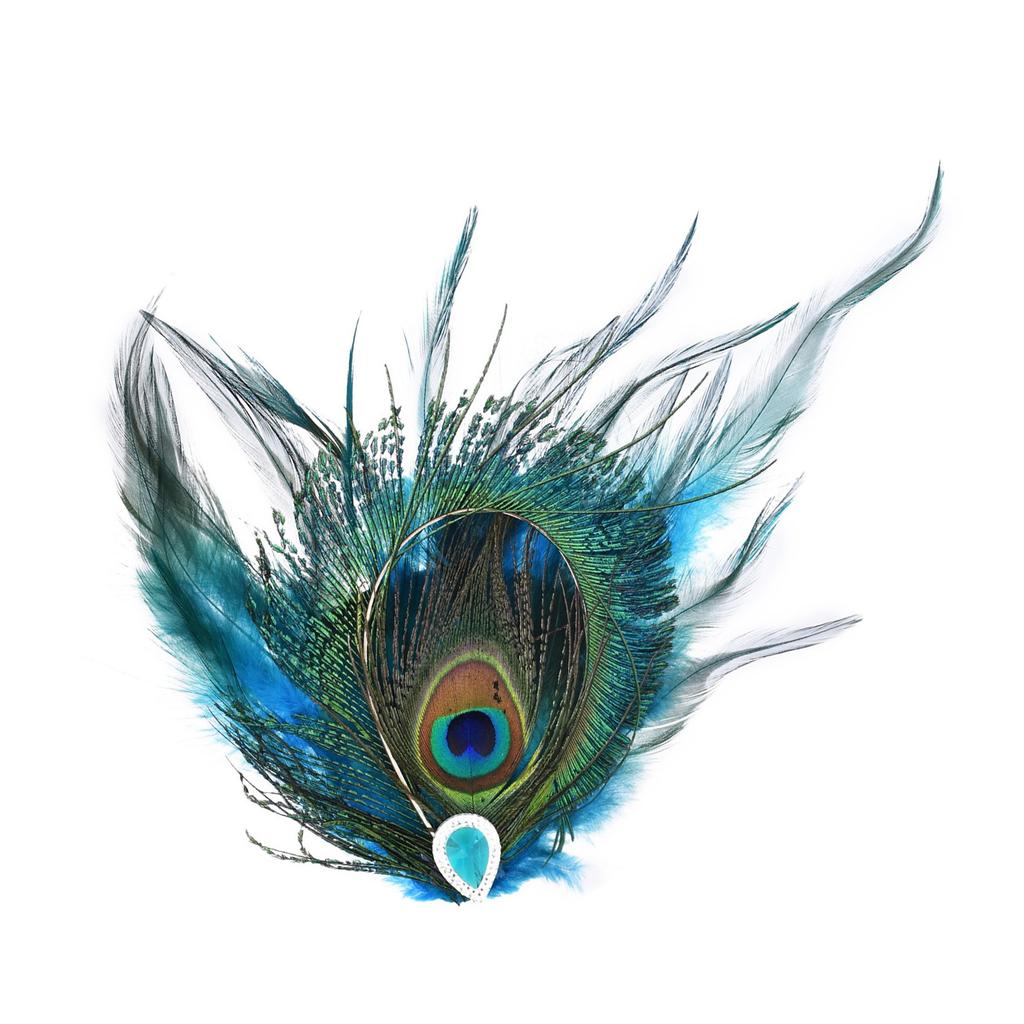 Peacock Feather Hair Clip With Rhinestones Bohemian Decorative Side Barrette For Women Festival Event Accessories