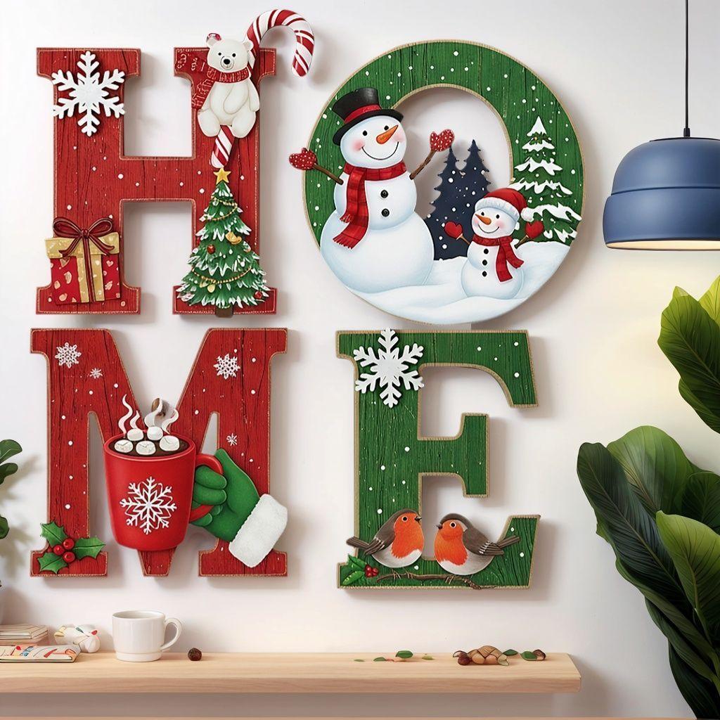 Christmas Home Decor : Cozy, Festive Wooden Wall Decorations