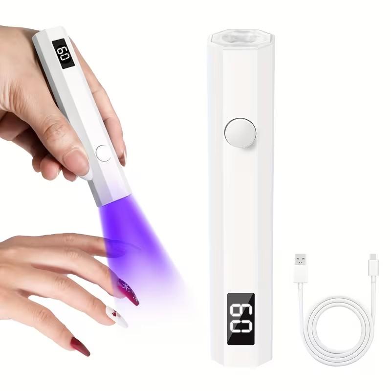 USB Rechargeable Mini Handheld Nail Drying Lamp LCD Display Home Use Nail Polish Quick-Dry Lamp белый