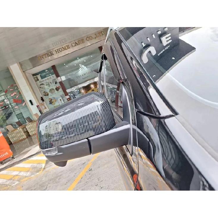 For Ford Ranger Everest  2024 Car Accessories Carbon Fiber Style Door Side Mirror Cover Trim Rear View Cap Overlay Molding