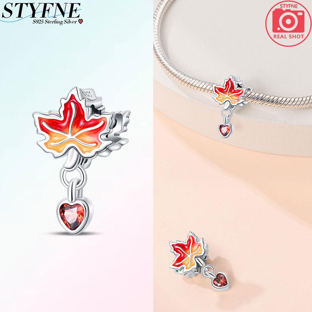 925 Silver Maple Leaf Squirrel Charm Pendant Beads for Women Jewelry Making DIY Bracelet