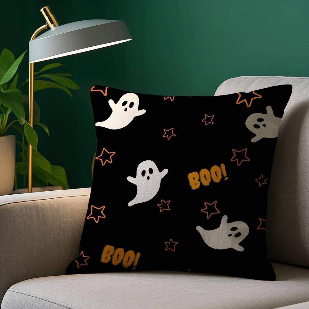 Kawaii Halloween Ghost Pillow Case Plush Fabric Soft Pillowcase Double Sided Print Sofa Cushion Cover Throw