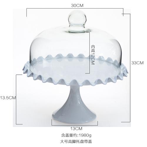 Keramik Kuchenständer Hohe Füße Kuchenplatte Obstschale Desserttisch Displayständer Glasabdeckung Hochzeitsfeier Dekoration Haushalt
