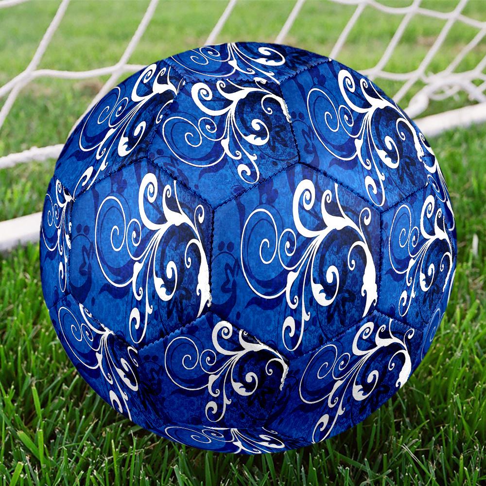 1PC Blue Swirls Flourishes Soccer Ball Size 5 Football Machine Sewn Indoor/Outdoor Universal Football n42