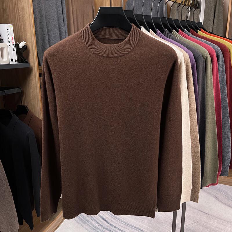 Yiliteng Men's Casual Blended Cashmere Round Neck Pullover