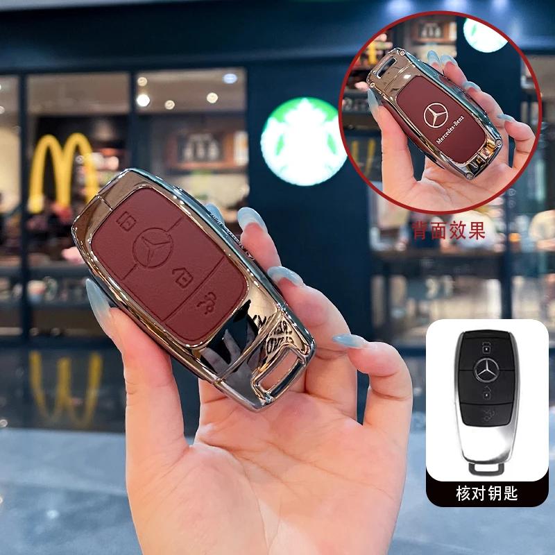 Hot Car Sticker Car Key Cover Case Shell Fob For Mercedes Benz A C E S G Class GLC CLE CLA GLB GLS W177 W205 W213 W222 X167 AMG