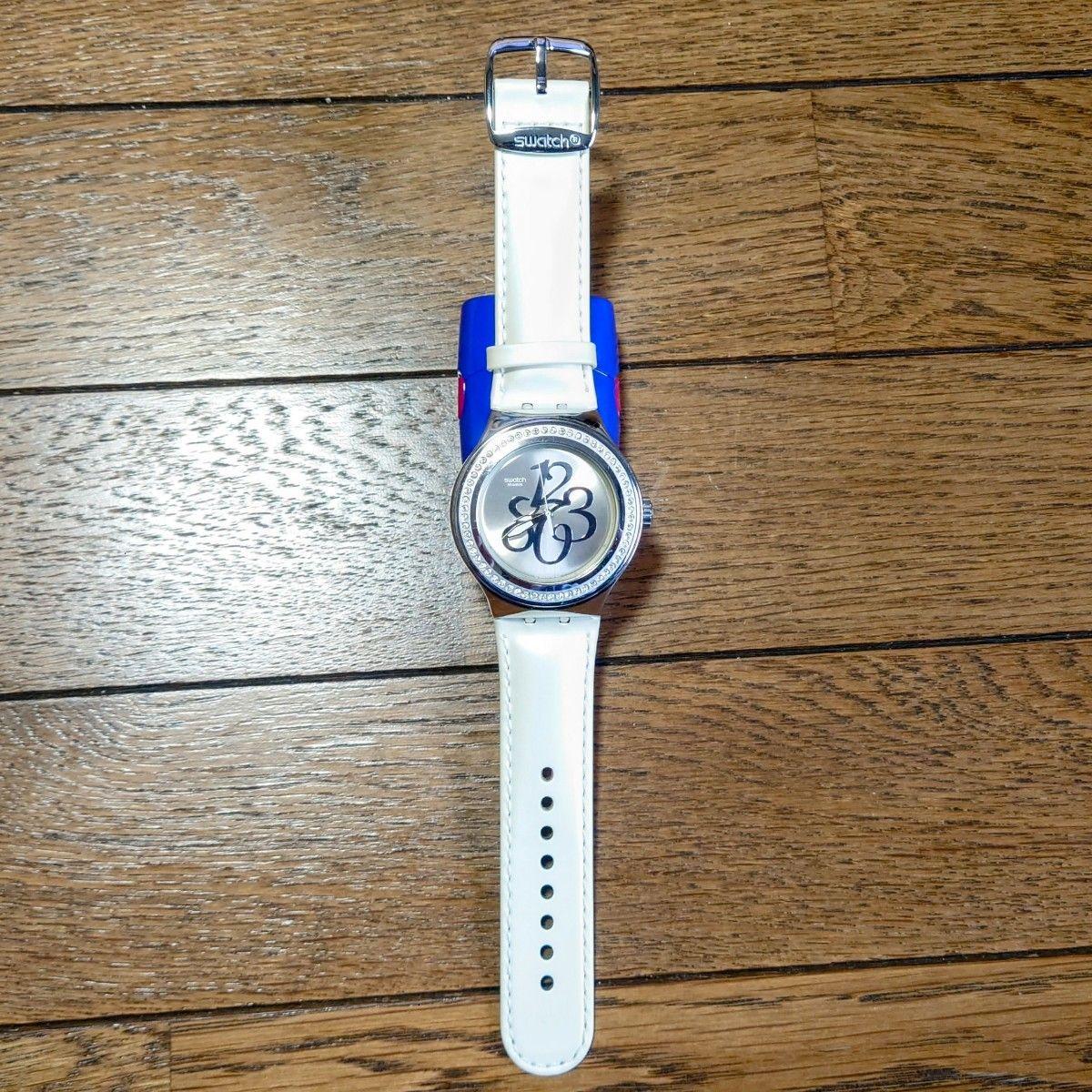 Used swatch IRONY White Leather Belt Watch Swatch Irony Battery Out