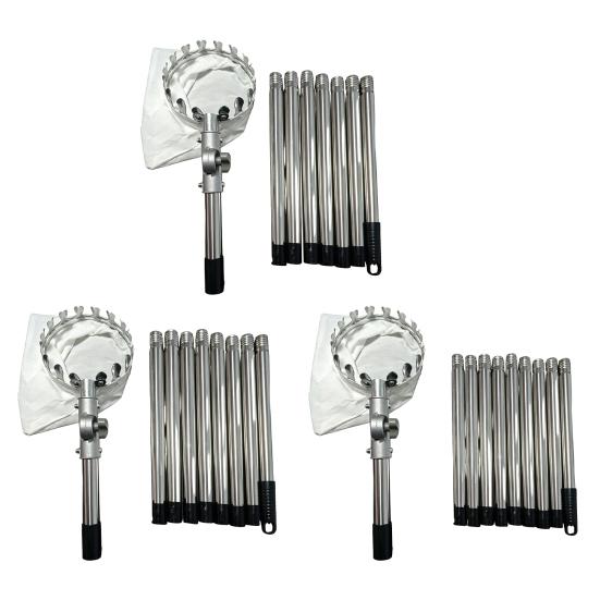 Long Handle Fruit Picker Metal Fruit Harvesting Claw with Cloth Bag Stainless Steel Pole Adjustable Tree Fruit Harvester for Apples