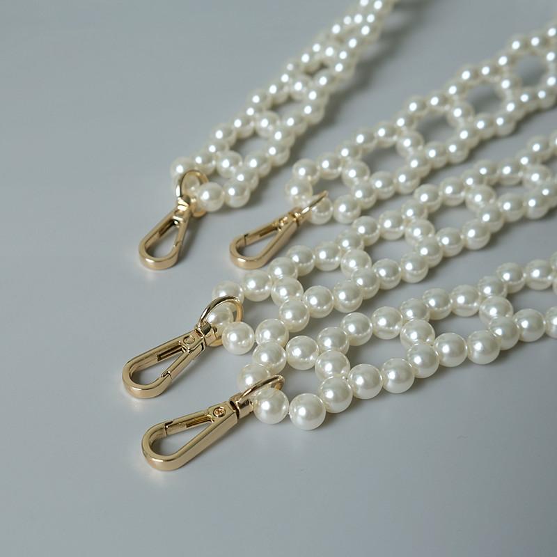 New Fashion Woman Handbag Accessory Parts Puring White Pearl Acrylic Resin Chain Luxury Solid Strap Women Cute Clutch Chains