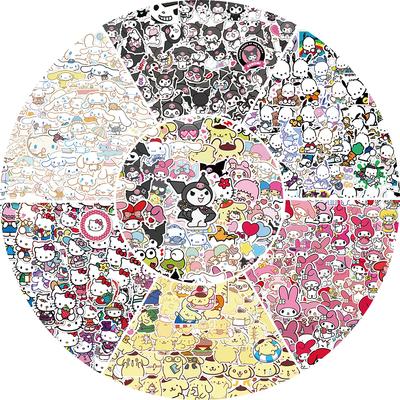 50/100PCS Sanrio Stickers Hello Kitty Cinnamoroll PomPomPurin Kulomi Waterproof Phone Laptop Luggage Notebook Sticker Kid Toys