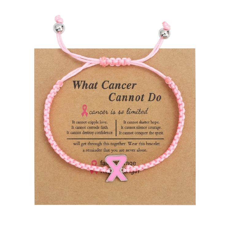 Bracciale Speranza Consapevolezza Tumori al Seno Corda Intrecciata Nastro Rosa Braccialetto per Donne