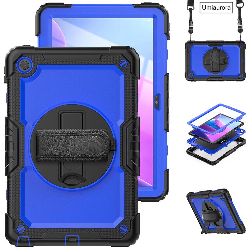 For Lenovo Tab M10 Plus 10.6" TB128FU 3rd Gen 10.1 Inch TB328FU X306F X606F Shockproof Rugged Tablet Case Hand Strap Stand Funda