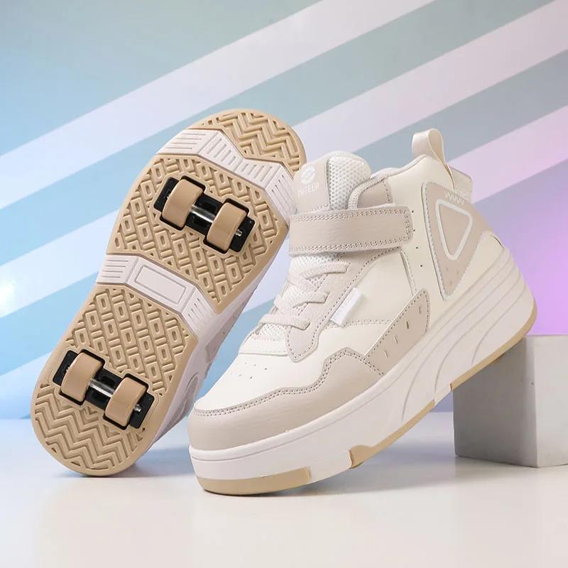 

Children s Roller Sneakers Flying Shoe Outdoor Skating Detachable Skate Running Shoes Sport Gift Double Row Indoor for Kids 40