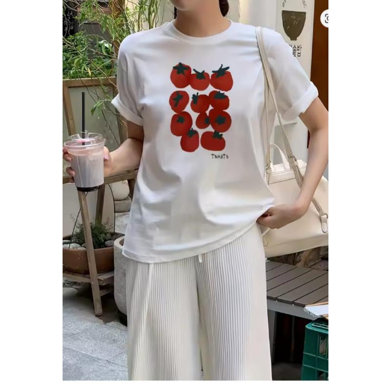 

Y2k Harajuku Styles Aesthetic Tomato Printed Tshirt Girl Summer Vintage Cotton Short Sleeve Graphic Cute Womens Loose Tops 4XL