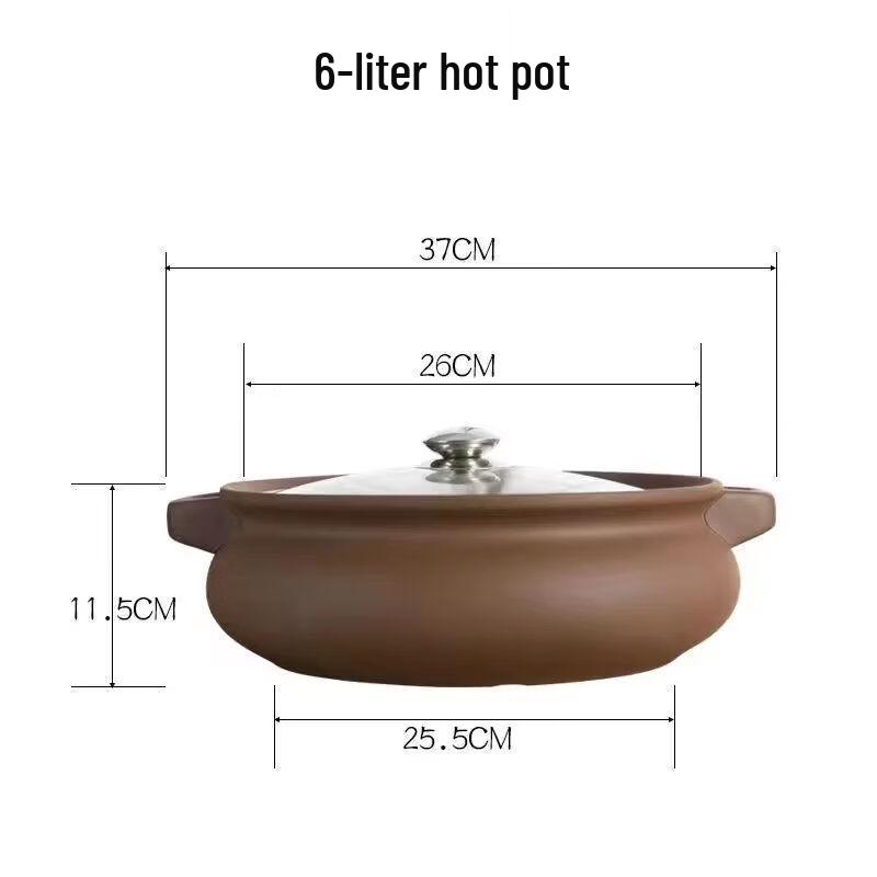 Wutuo 6L Unglazed Purple Clay Soup Pot