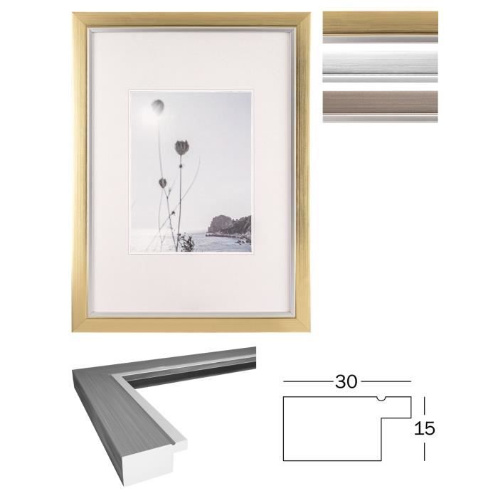 Cadre en plastique - beyond - design 29,7x42 cm - profil rectangulaire - couleur champagne - verre clair