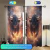 2pcs The Cow in The Firelight Semi Blackout Curtains   Distinctive Printed Curtains   Suitable for Gifting To Family and Friends