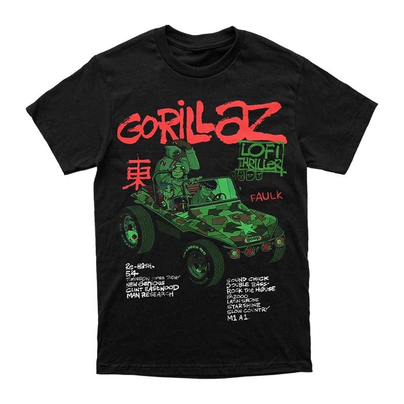 Pop British Virtual Band Gorillaz Casual High Street Short-sleeved Pure Polyester Printed T-shirt for Europe and America
