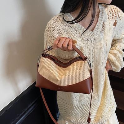 Neue tragbare Kissen-Tasche Damen große Kapazität Strand Meer Strohtasche handgewebt Schulter Umhängetasche