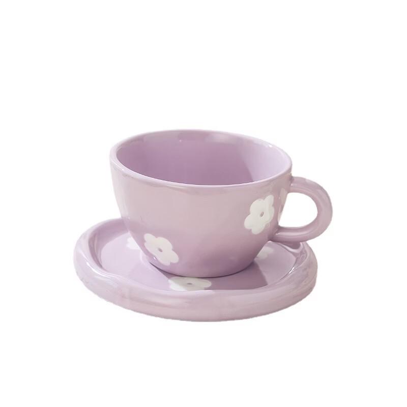 OLOEY Hand-painted Floral Ceramic Coffee Cup & Saucer Set