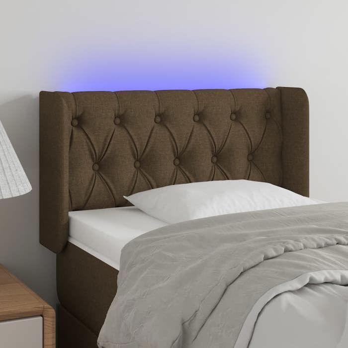VidaXL Tête de Lit à LED Meuble de Chambre à Coucher Accessoire de Lit Simple Tête de Cadre de Lit Intérieur Marron Foncé 3123549
