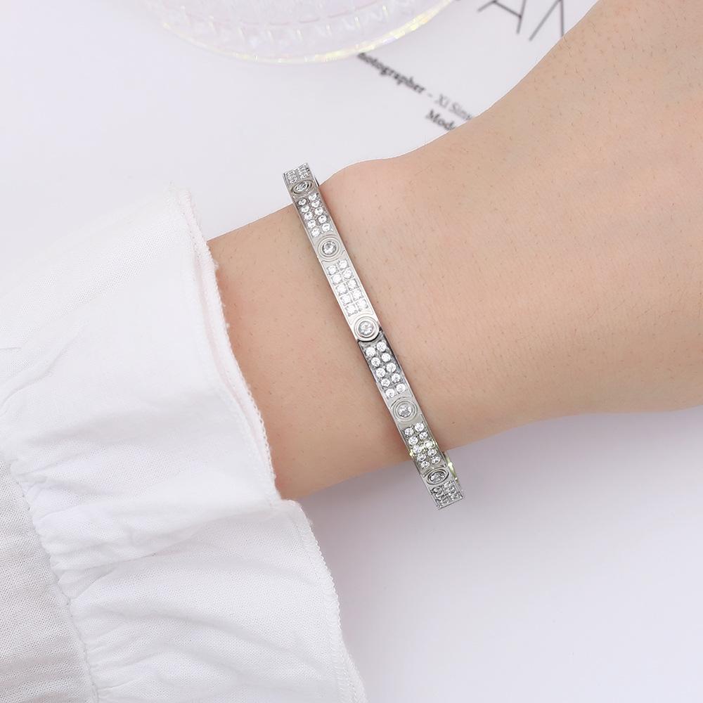 Ins Wind Gypsy Star Bracelet Two Rows of Diamonds Slightly Inlaid with Diamonds Stainless Steel Bracelet Titanium Steel Jewelry Bracelet Women