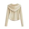 Spring Autumn Casual Fashion Solid Color Slim Cardigan Hoodies Women Street Style Drawstring Zipper Hooded Top