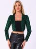 Allegra K Women's Sequined Cropped Bolero Cardigan with Open Front, Dark Green, Size M
