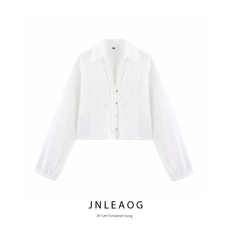 Jnleaog Autumn New Women's Clothing Fashion Style Stylish Fashion Hollowed-out Embroider Shirt