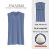 2026 Women's Spring/Summer Blue Nightgown with Built-in Bra, Short Sleeves, Round Neck, Casual Homewear Style